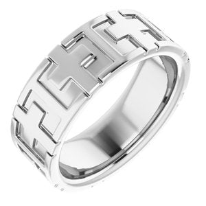 14K White Gold Cross Band Size 7