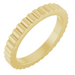 10K Yellow Or White Or Rose Gold Grooved Half Round Band