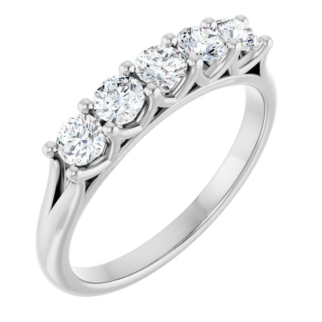 14K White Gold Round 3.2 Mm Polished 5/8 Ctw Lab-Grown Diamond Anniversary Band, Size 7