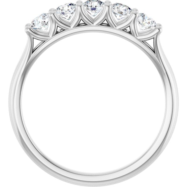 14K White Gold Round 3.2 Mm Polished 5/8 Ctw Lab-Grown Diamond Anniversary Band, Size 7