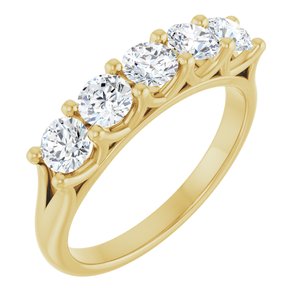 14K Yellow Gold Round 3.8 Mm Polished 1 Ctw Lab-Grown Diamond Anniversary Band Size 7