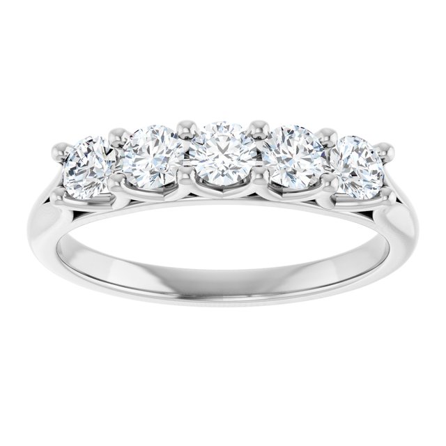 14K White Gold Round 3.2 Mm Polished 5/8 Ctw Lab-Grown Diamond Anniversary Band, Size 7