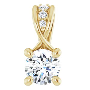 14K Yellow Gold Round 4.05Mm Gh Si1-Si2 1/4 Ctw Lab-Grown Diamond Pendant