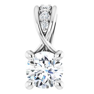 14K White Gold Round 4.05Mm Gh Si1-Si2 1/4 Ctw Lab-Grown Diamond Pendant