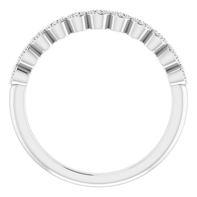 14K White Gold Oval 7 X 5 Mm Si2-Si3, G-H Polished .05 Ctw Natural Diamond Band, Size 7