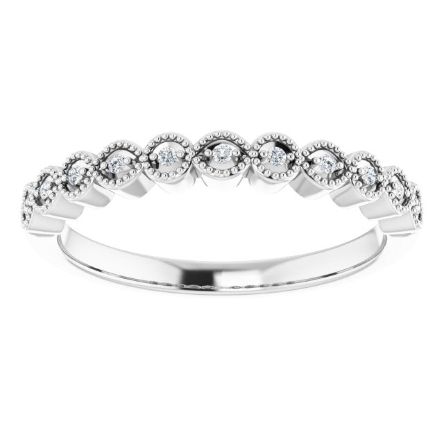 14K White Gold Oval 7 X 5 Mm Si2-Si3, G-H Polished .05 Ctw Natural Diamond Band, Size 7