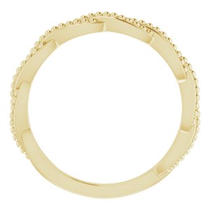 14K Yellow Gold Polished Stackable Twisted Beaded Ring Size 7