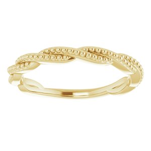 14K Yellow Gold Polished Stackable Twisted Beaded Ring Size 7