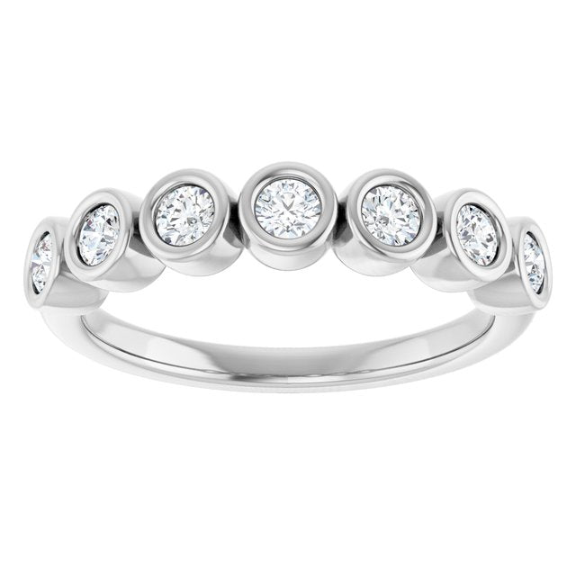 14K White Or Yellow Gold Round 2.5 Mm Polished 3/8 Ctw Natural Diamond Anniversary Band, Size 7