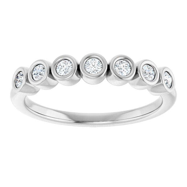 14K White Gold Round 2 Mm Polished 1/5 Ctw Natural Diamond Anniversary Band, Size 7