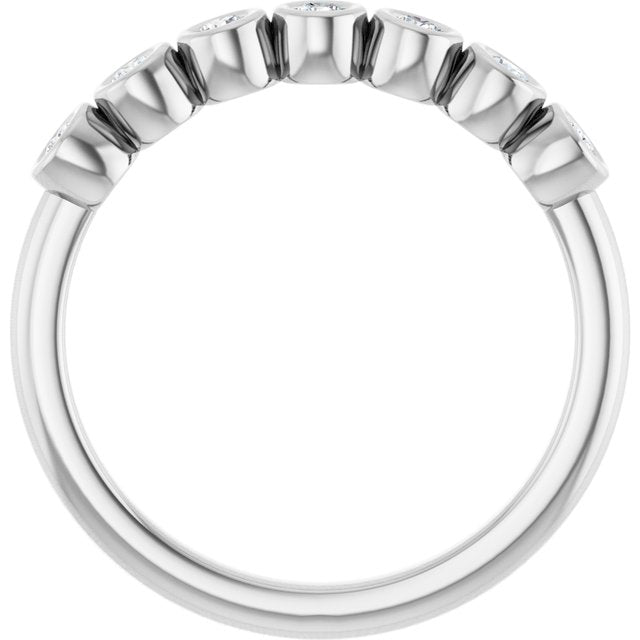 14K White Gold Round 2 Mm Polished 1/5 Ctw Natural Diamond Anniversary Band, Size 7