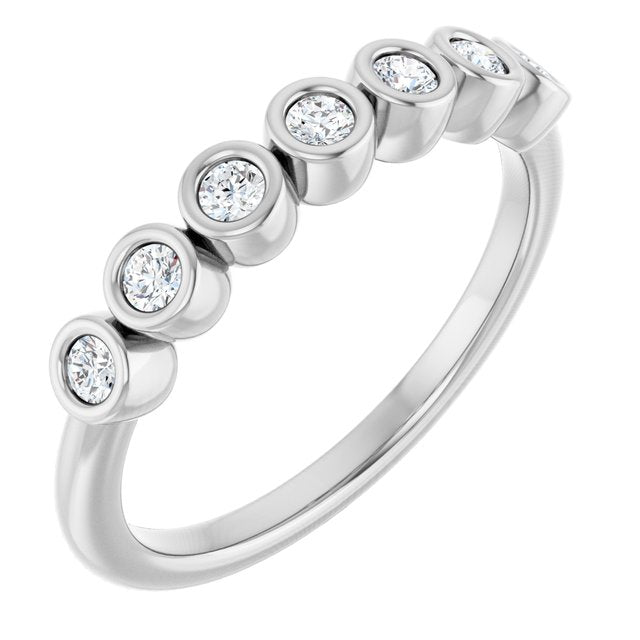 14K White Gold Round 2 Mm Polished 1/5 Ctw Natural Diamond Anniversary Band, Size 7