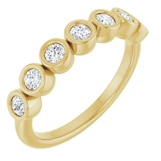 14K Yellow Gold Round 2.5 Mm Polished 3/8 Ctw Lab-Grown Diamond Anniversary Band, Size 7
