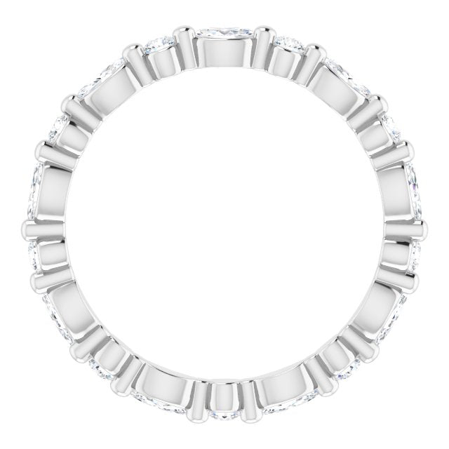 14K White Gold Marquise 3.5 X 1.75 Mm Si2-Si3, Ghi Polished 5/8 Ctw Natural Diamond Eternity Band, Size 5.5