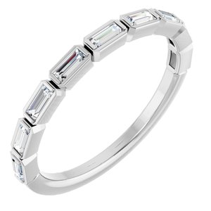 14K White Gold Lab-Grown Diamond Straight Baguette 3 X 1.25 Mm Polished 1/4 Ctw Lab-Grown Diamond Anniversary Band Size 7