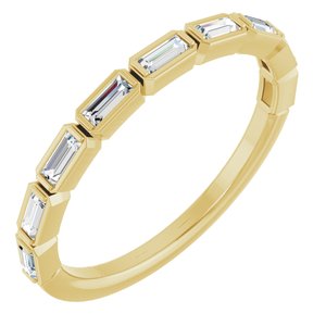 14K Yellow Gold Lab-Grown Diamond Straight Baguette 3 X 1.25 Mm Polished 1/4 Ctw Lab-Grown Diamond Anniversary Band Size 7