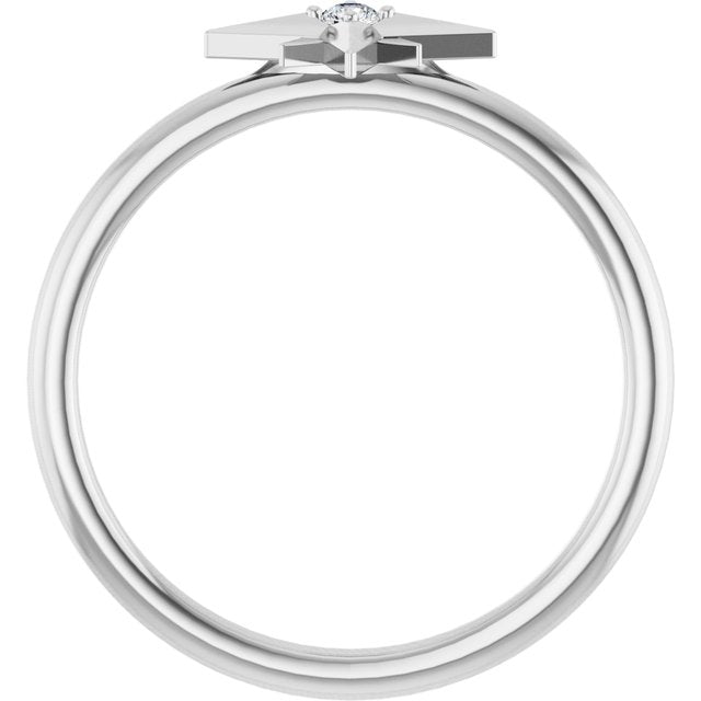 14K White Or Yellow Gold Round 2 Mm Polished .03 Ct Natural Diamond Star Ring, Size 7