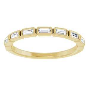 14K Yellow Gold Lab-Grown Diamond Straight Baguette 3 X 1.25 Mm Polished 1/4 Ctw Lab-Grown Diamond Anniversary Band Size 7
