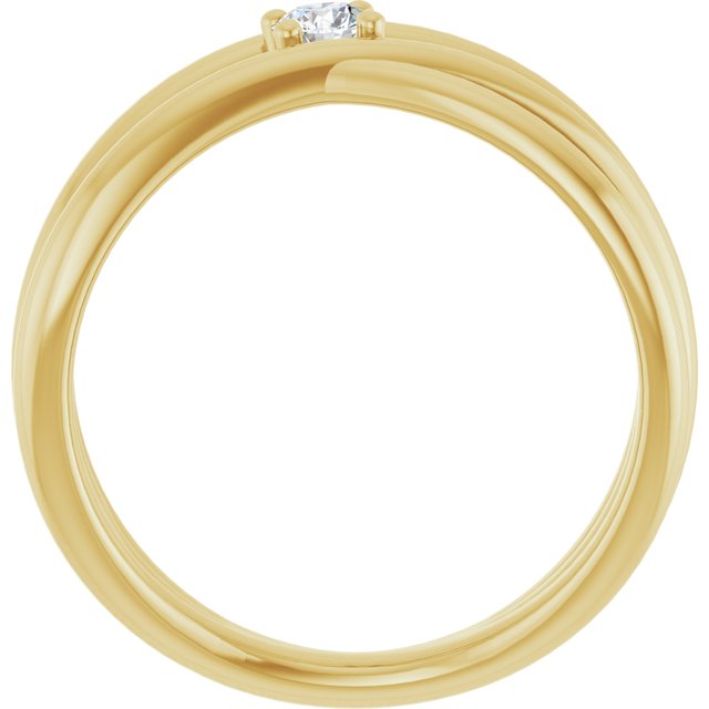 14K Yellow Gold Round 3.2 Mm Polished 1/8 Ctw Natural Diamond Negative Space Ring, Size 7