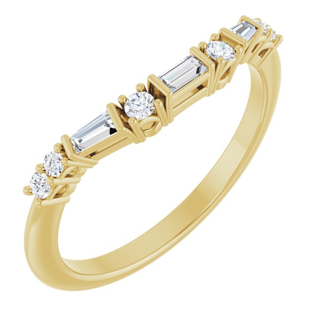 14K White Or Yellow Or Rose Gold Polished 1/5 Ctw Natural Diamond Contour Band, Size 7