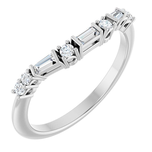 14K White Or Yellow Or Rose Gold Polished 1/5 Ctw Natural Diamond Contour Band, Size 7
