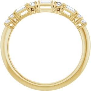 14K Yellow Gold Lab-Grown Diamond Straight Baguette 3 X 1.5 Mm Lab-Grown Diamond Polished 1/5 Ctw Lab Grown Diamond Contour Band Size 7