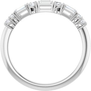 14K White Gold Lab-Grown Diamond Straight Baguette 3 X 1.5 Mm Lab-Grown Diamond Polished 1/5 Ctw Lab Grown Diamond Contour Band Size 7