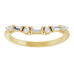 14K Yellow Gold Lab-Grown Diamond Straight Baguette 3 X 1.5 Mm Lab-Grown Diamond Polished 1/5 Ctw Lab Grown Diamond Contour Band Size 7