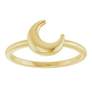 14K Yellow Gold Polished Crescent Shape Ring Size 7