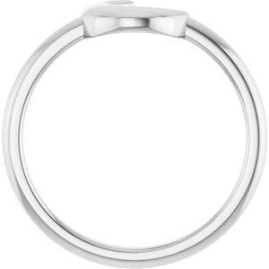 14K White Gold Polished Crescent Shape Ring Size 7