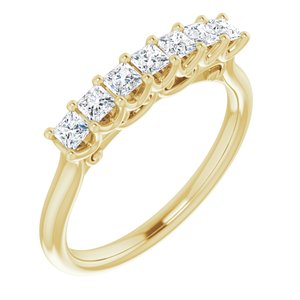 14K Yellow Gold Square 2.5 X 2.5 Mm 5/8 Ctw Natural Diamond Anniversary Band Size 7