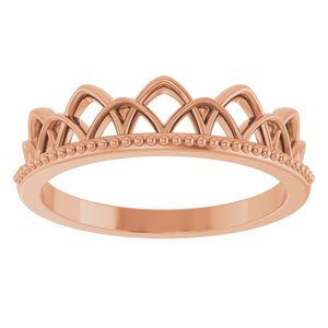 14K Rose Gold Polished Stackable Crown-Inspired Ring Size 7