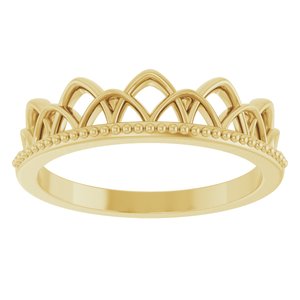 14K Yellow Gold Polished Stackable Crown-Inspired Ring Size 7