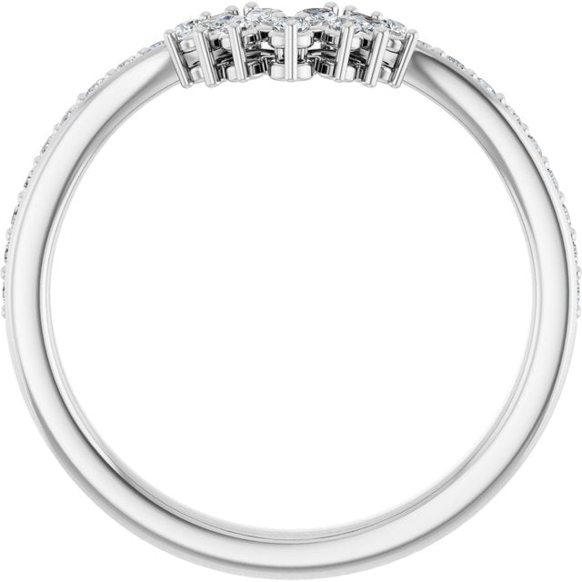 14K White Or Yellow Or Rose Gold Polished 1/4 Ctw Natural Diamond Contour Band, Size 7
