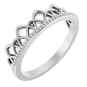 Sterling Silver Polished Stackable Crown-Inspired Ring Size 7
