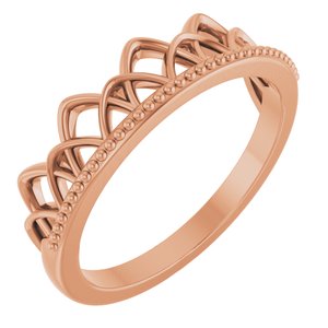 14K Rose Gold Polished Stackable Crown-Inspired Ring Size 7