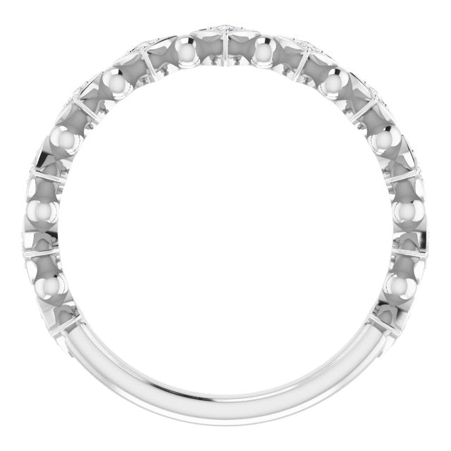 14K White Or Yellow Gold Round 1.3 Mm Polished 1/10 Ctw Natural Diamond Stackable Ring, Size 7