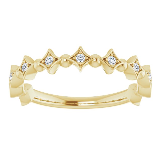 14K White Or Yellow Gold Round 1.3 Mm Polished 1/10 Ctw Natural Diamond Stackable Ring, Size 7