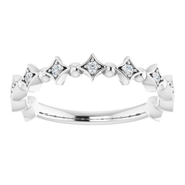 14K White Or Yellow Gold Round 1.3 Mm Polished 1/10 Ctw Natural Diamond Stackable Ring, Size 7