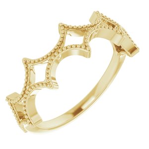 14K Yellow Gold Polished Stackable Geometric Ring Size 7