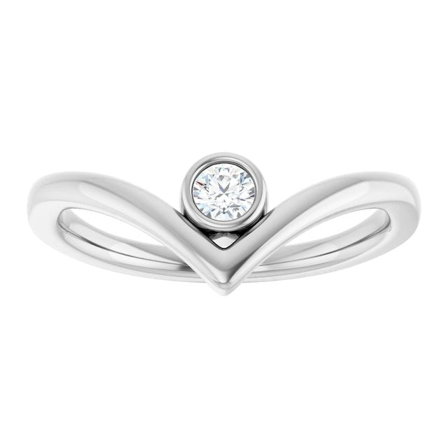 14K Yellow Or White Or Rose Gold Or Sterling Silver Round 3 Mm Polished Natural Gemstone V Ring