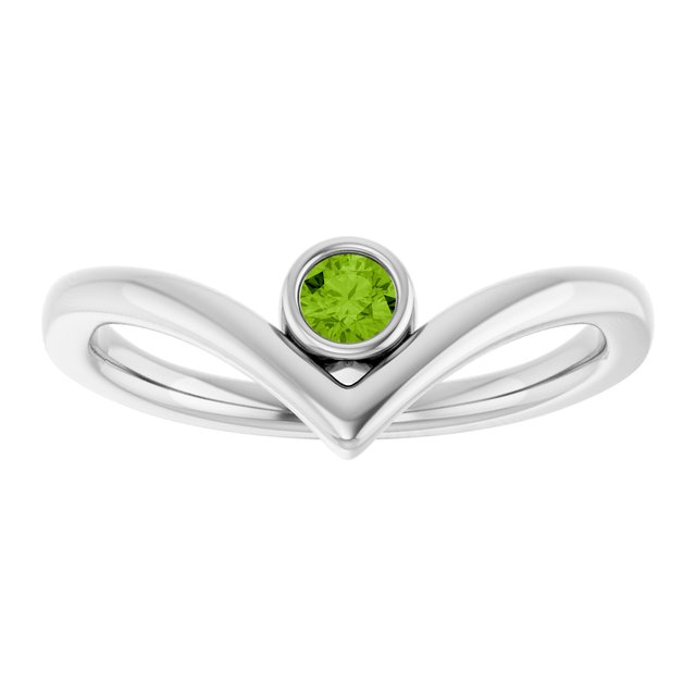 14K Yellow Or White Or Rose Gold Or Sterling Silver Round 3 Mm Polished Natural Gemstone V Ring