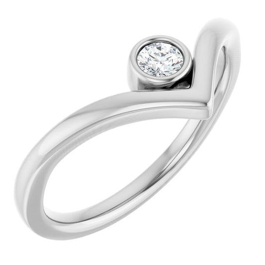 14K Yellow Or White Or Rose Gold Or Sterling Silver Round 3 Mm Polished Natural Gemstone V Ring