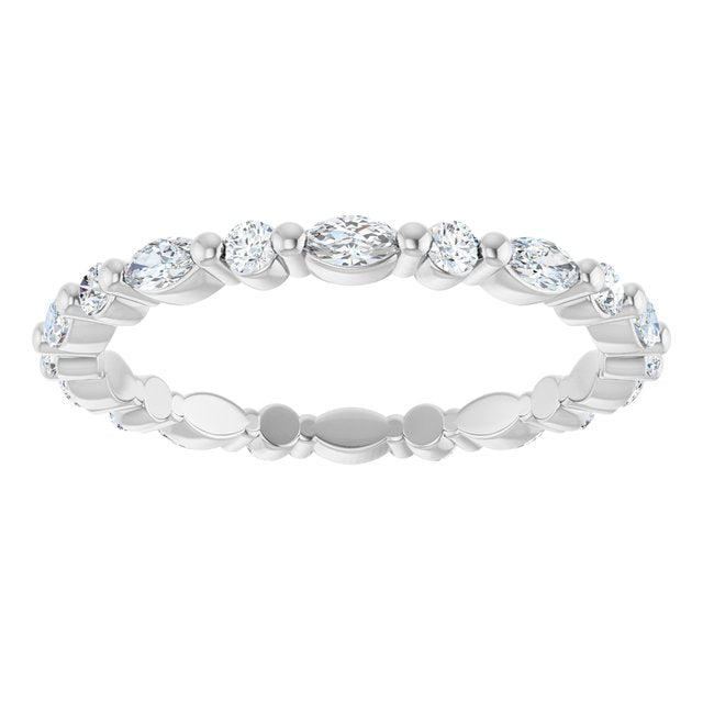 14K White Or Yellow Gold Marquise 3.5 X 1.75 Mm Si2-Si3, Ghi Polished 3/4 Ctw Natural Diamond Eternity Band, Size 7