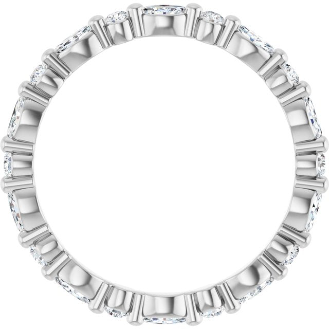 14K White Or Yellow Gold Marquise 3.5 X 1.75 Mm Si2-Si3, Ghi Polished 3/4 Ctw Natural Diamond Eternity Band, Size 7
