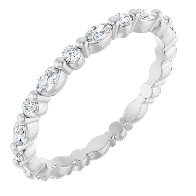14K White Or Yellow Gold Marquise 3.5 X 1.75 Mm Si2-Si3, Ghi Polished 3/4 Ctw Natural Diamond Eternity Band, Size 7