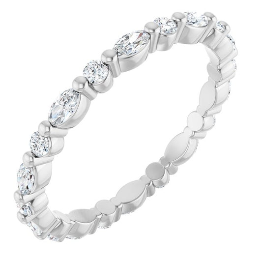 14K White Or Yellow Gold Marquise 3.5 X 1.75 Mm Si2-Si3, Ghi Polished 3/4 Ctw Natural Diamond Eternity Band, Size 7