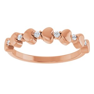 14K Rose Gold Natural Diamond Round 1.5 Mm Polished .08 Ctw Natural Diamond Stackable Ring Size 7