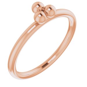 14K Rose Gold Polished Stackable Beaded Ring Size 7