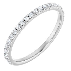 14K White Gold Round 1.3 Mm Polished 1/4 Ctw Lab-Grown Diamond Anniversary Band Size 7